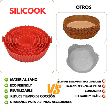 Silicook Air Trays™ Protege tu freidora y cocina más limpio con silicona reutilizable de grado alimenticio.( 6 piezas )